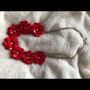 Fun red floral statement necklace